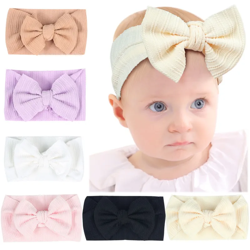 Baby Solid Color Bow Hair Band with Taiyin Style Kids Accessories