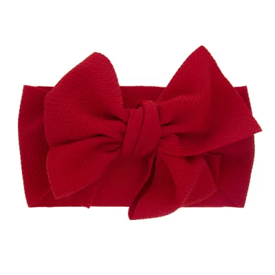 Baby Fashion Solid Color Stretch Bow Hair Band with Fish Scale Pattern