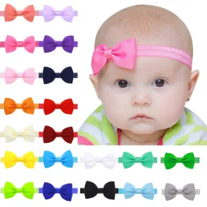 Baby Solid Color Cloth Bow Hair Band Side Clip - Kids Accessories