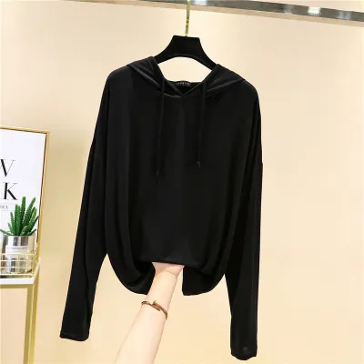 Women's Modal Blend Hooded Sweatshirt Casual Commuter Style Loose Fit Pullover