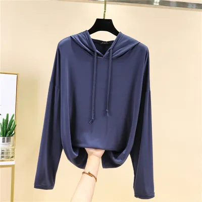 Women's Modal Blend Hooded Sweatshirt Casual Commuter Style Loose Fit Pullover