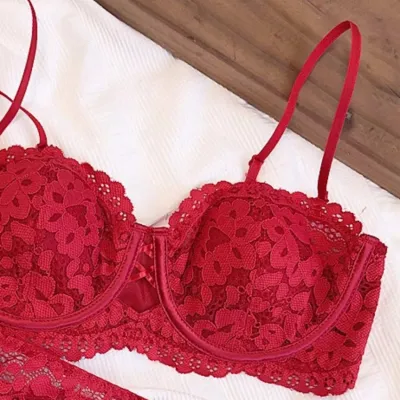 Women Fashion Sexy Lace Push-Up Bra Strapless Half Cup