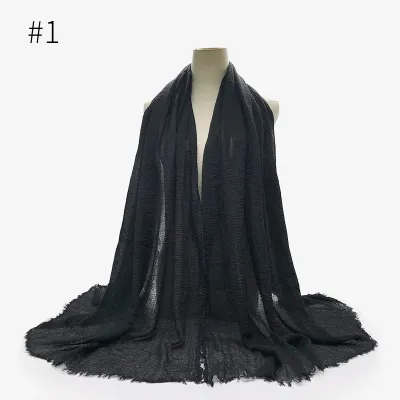 Women's Simple Solid Color Creased Viscose Shawl Scarf