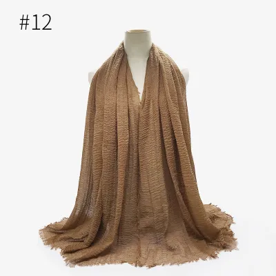 Women's Simple Solid Color Creased Viscose Shawl Scarf