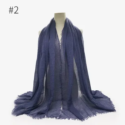 Women's Simple Solid Color Creased Viscose Shawl Scarf