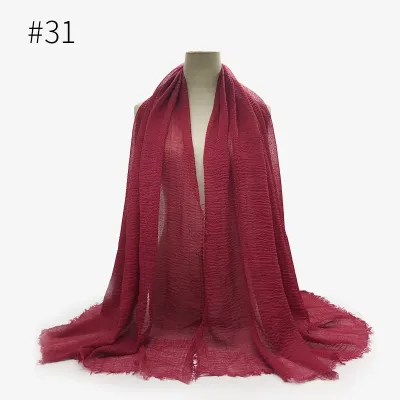 Women's Simple Solid Color Creased Viscose Shawl Scarf