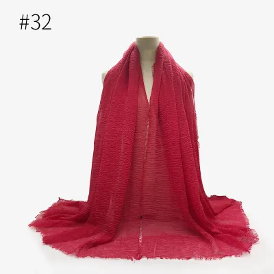 Women's Simple Solid Color Creased Viscose Shawl Scarf