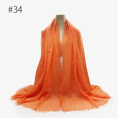 Women's Simple Solid Color Creased Viscose Shawl Scarf