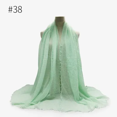 Women's Simple Solid Color Creased Viscose Shawl Scarf