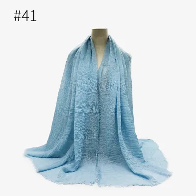Women's Simple Solid Color Creased Viscose Shawl Scarf
