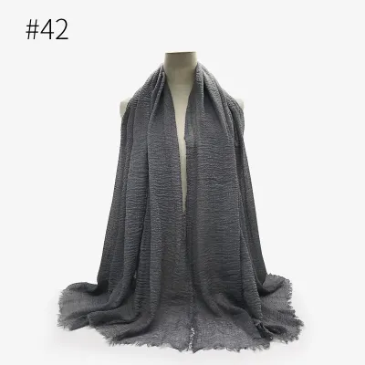 Women's Simple Solid Color Creased Viscose Shawl Scarf