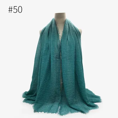 Women's Simple Solid Color Creased Viscose Shawl Scarf