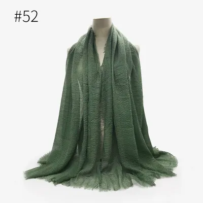 Women's Simple Solid Color Creased Viscose Shawl Scarf