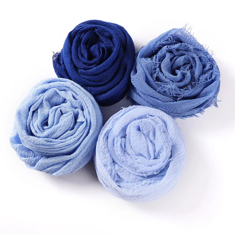 Women's Simple Solid Color Creased Viscose Shawl Scarf