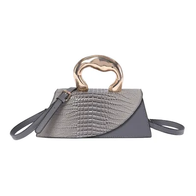 Women Fashion Retro Stone Pattern Irregular Handle Shoulder Bag