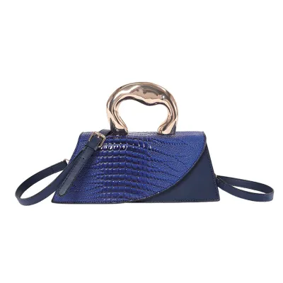 Women Fashion Retro Stone Pattern Irregular Handle Shoulder Bag