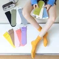 Calcetines de algodón con personalidad de color degradado simple a la moda para mujer