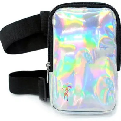 Women Simple Outdoor Hiking Adjustable Holographic PU Thigh Bag Fanny Pack