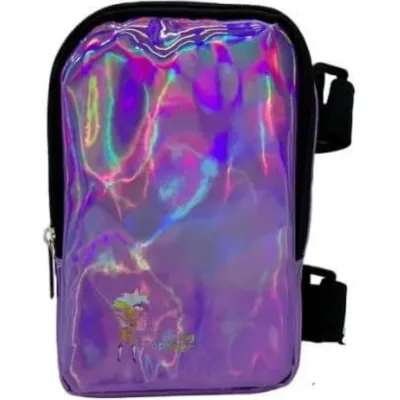 Women Simple Outdoor Hiking Adjustable Holographic PU Thigh Bag Fanny Pack