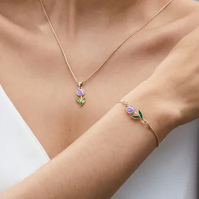Women Simple Creative Tulip Flower Bracelet Necklace