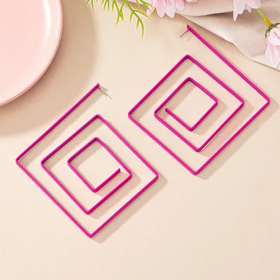 Women Fashion Geometric Quadrilateral Mosquito-Repellent Incense Plate Earrings