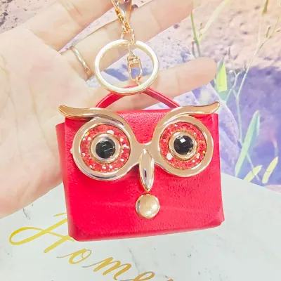 Women Fashion Cartoon Owl Big Eyes Keychain Pendant