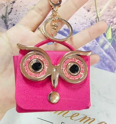 Women Fashion Cartoon Owl Big Eyes Keychain Pendant