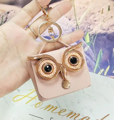 Women Fashion Cartoon Owl Big Eyes Keychain Pendant