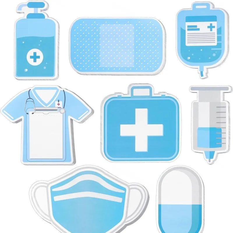 Cartoon Creative Blue Medical Theme Post-It Notes 8-Set
