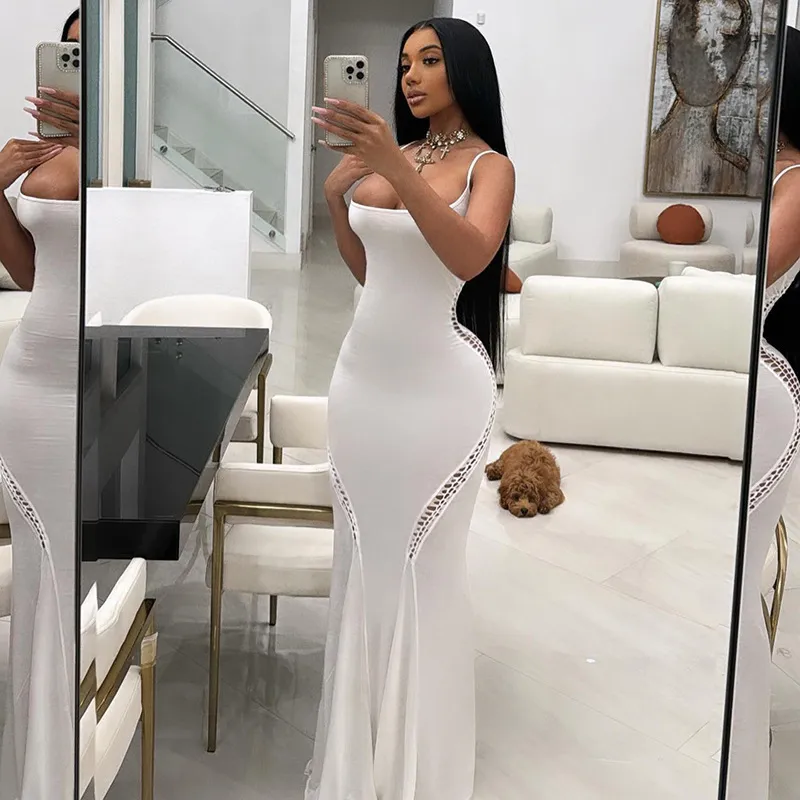 Women Sexy Hollow-Out Bodycon Maxi Dress Street Style