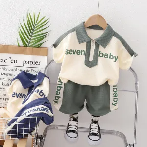 Kids Toddler Girls Boys Summer Fashion Casual Solid Color Letter Round Neck T-Shirt Shorts Set