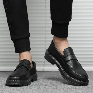 Men Fashion British Style Thick-Soled Slip On Loafers Casual Shoes