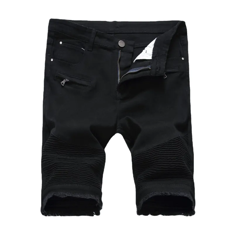 Men Fashion Casual Plus Size Stripe Ripped Bermuda Jeans