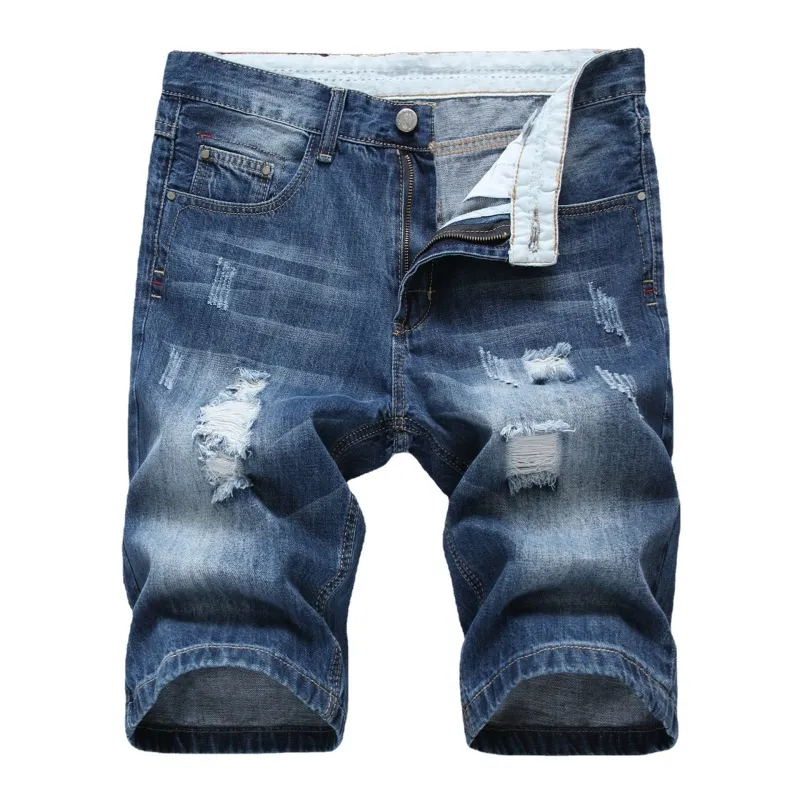 Men Fashion Casual Plus Size Ripped Straight Leg Denim Jeans