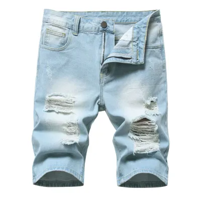 Men Fashion Casual Plus Size Ripped Straight Tube Jeans