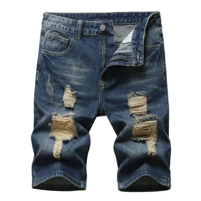 Men Fashion Casual Plus Size Ripped Straight Tube Jeans