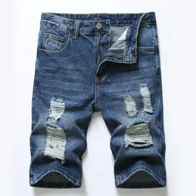 Men Fashion Casual Plus Size Ripped Straight Tube Jeans
