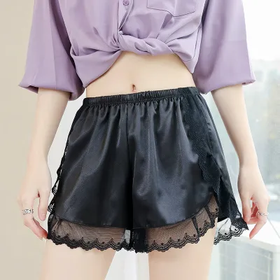 Summer Ice Silk Women Lace Outer Wearing Loose Culottes Shorts