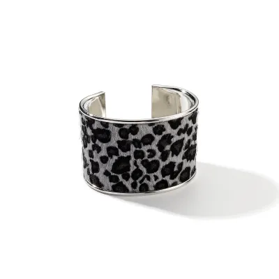 Fashion Exaggerated Women Wild Leopard Opening Metal Cuff Bangle