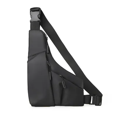 Men Fashion Casual Solid Color Commuter Chest Bag Urban Simplicity Skin Membrane Polyester