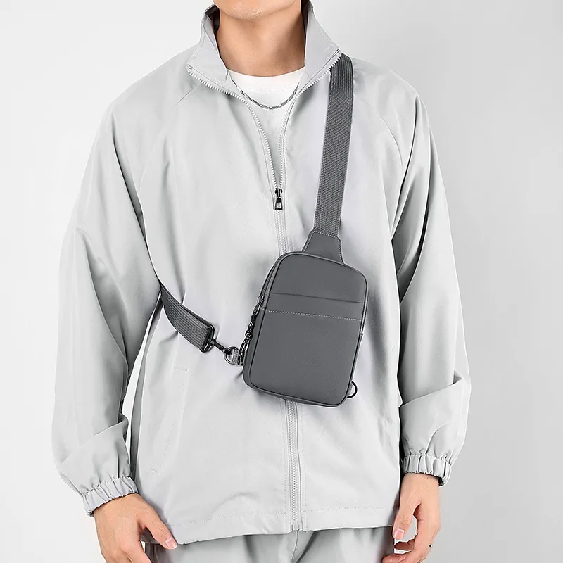 Men Fashion Casual Commuter Solid Color Chest Bag Urban Simplicity