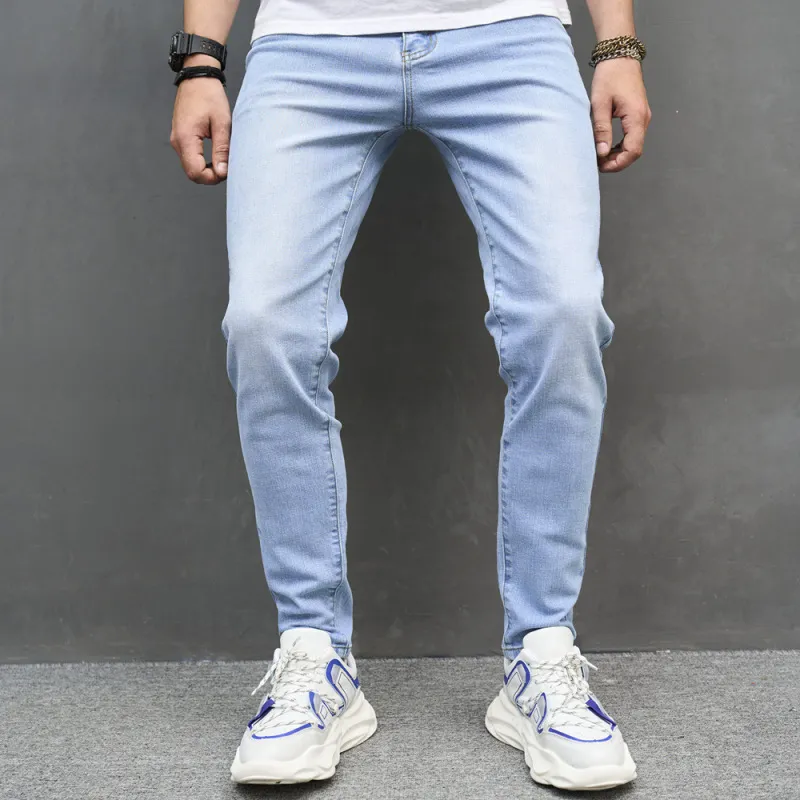 Men Fashion Casual Solid Color Versatile Jogger Jeans