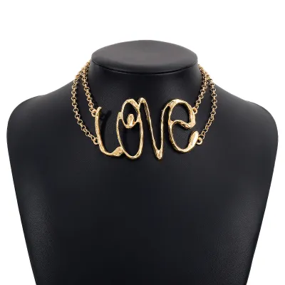 Exaggerated Fashion Creative Love Alloy Neck Chain for Women