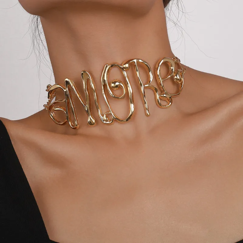 Exaggerated Fashion Letter Metal Pendant Necklace