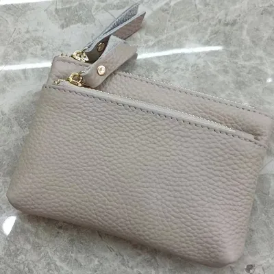 Women Fashion Simple Mini Zipper Genuine Leather Wallets