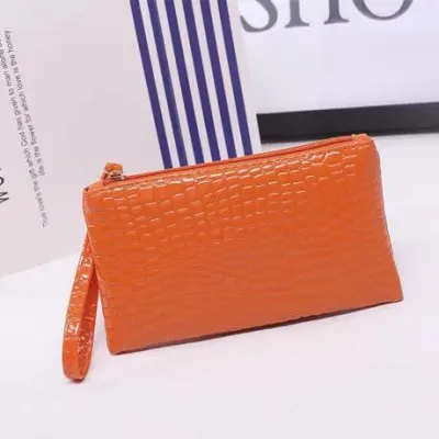 Women Simple Solid Color Stone Pattern Zipper Long Clutch Purses