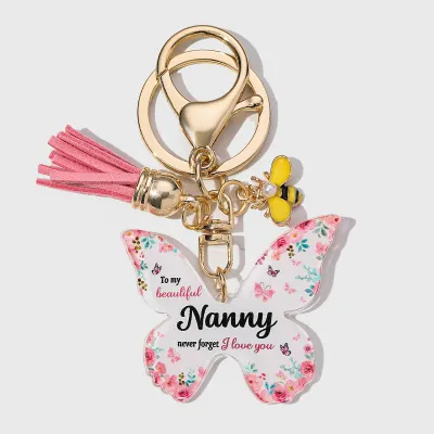 Women Simple Butterfly Acrylic Keychain Pendant for Mother's Day