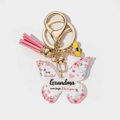 Women Simple Butterfly Acrylic Keychain Pendant for Mother's Day