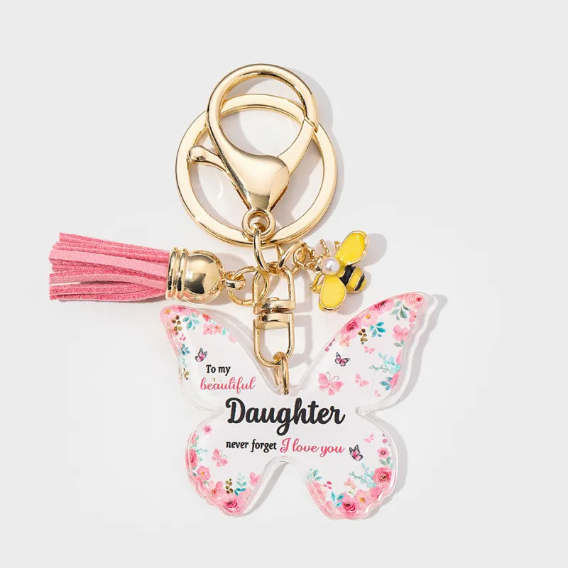 Women Simple Butterfly Acrylic Keychain Pendant for Mother's Day