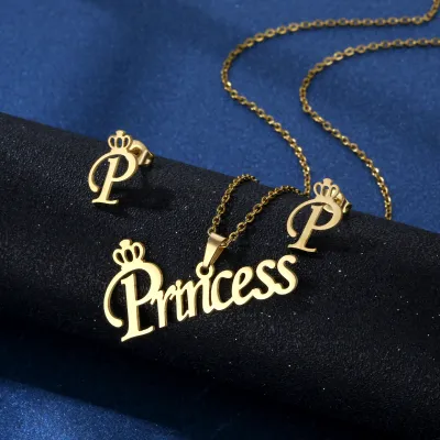 Women's Fashion Simple Smooth Star Footprint Heart Necklace And Earrings Set